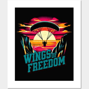 Paragliding Wings of Freedom Vintage Design Posters and Art